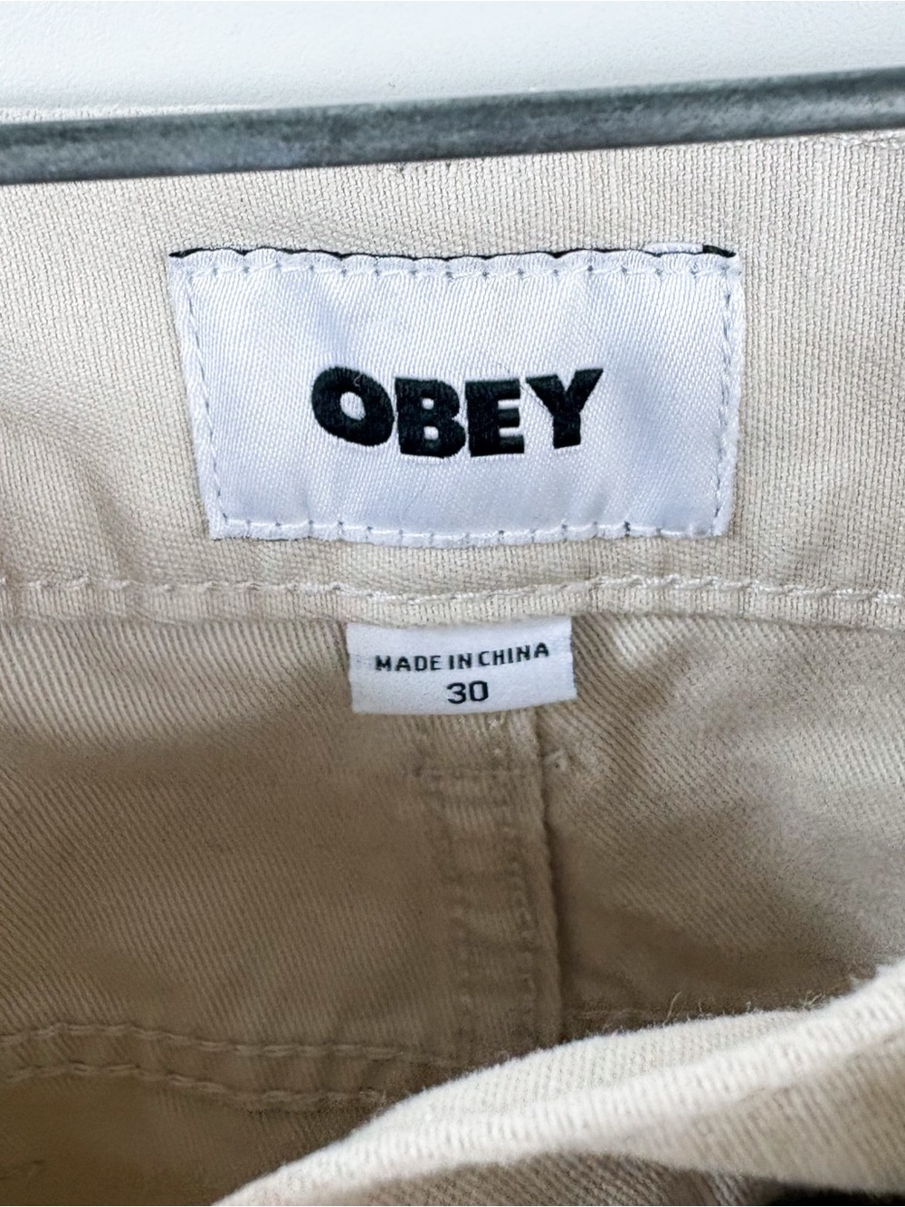 OBEY Big Timer Twill Printed Carpenter Pants Flower Floral Beige Cotton Size 30 - Picture 3 of 9